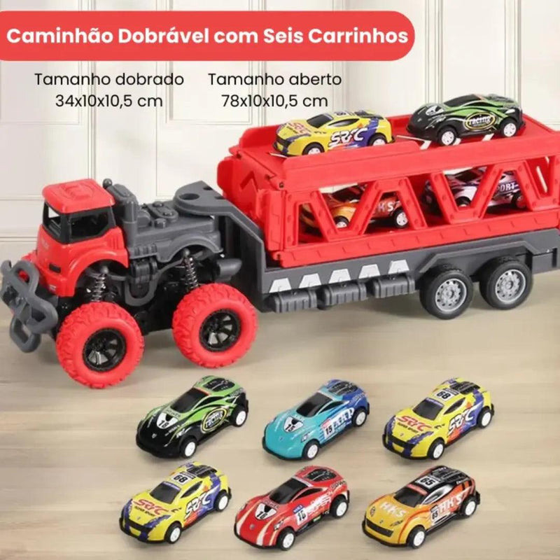 Jeep com Pista Dobrável 6 Carrinhos