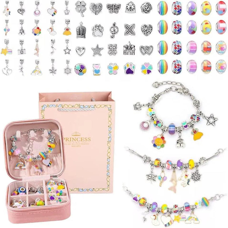 Kit Pulseiras e Berloques Infantil - 66 Peças - LK STORE